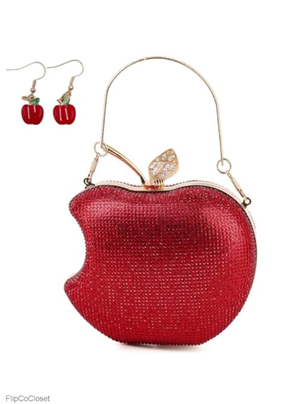 Sparkly Rhinestone Apple Clutch Evening Bag Bling Crystal Party Purse